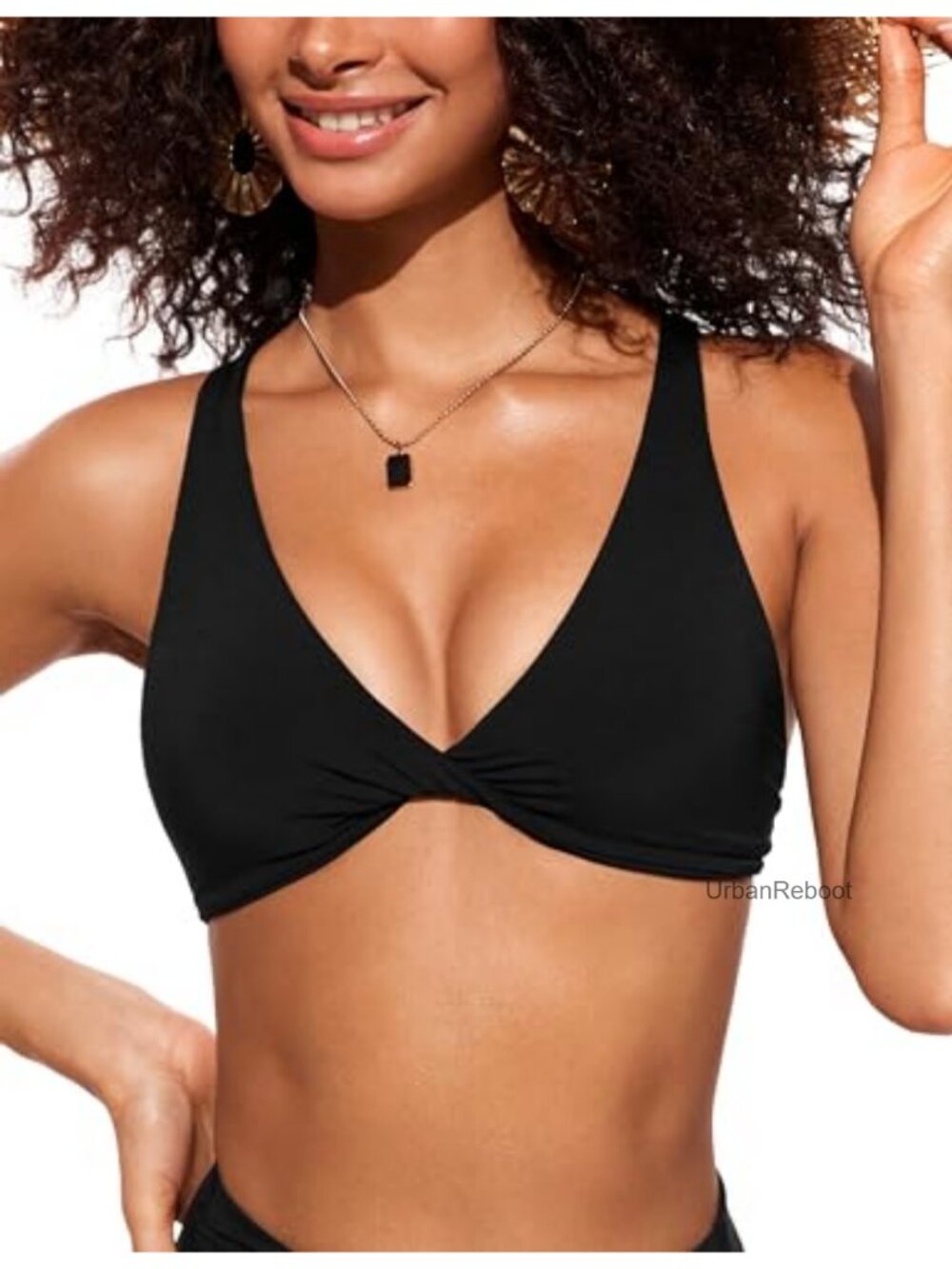 Twist Front Bikini Top A-C Cup Removable Pads Criss Cross Back
